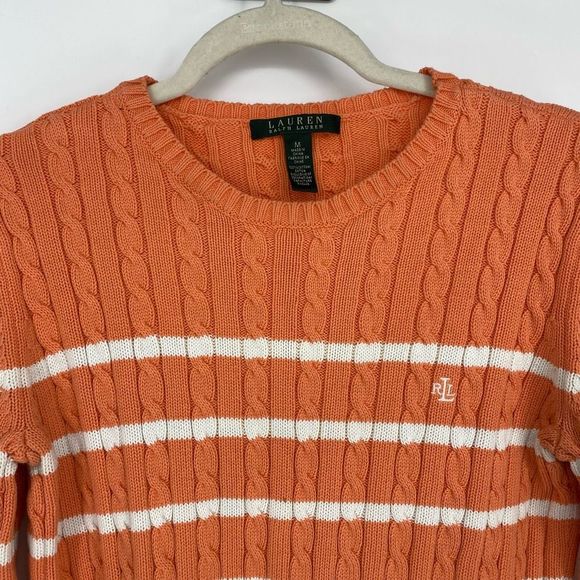 Ralph Lauren Crew Neck Long Sleeve Sweater Cable Knit Cotton Size M Nautical - Picture 3 of 9